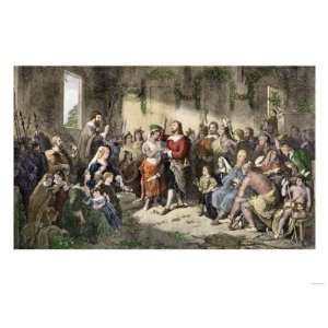  Marriage of Pocahontas to John Rolfe, Jamestown Colony 