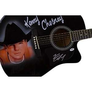 Kenny Chesney Autographed Signed Airbrush Guitar & Proof PSA
