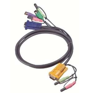  ATEN PS2 KVM Cable with Audio, SPHD 15 Male to VGA, PS2 