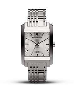 Burberry Square Silver Dial Watch, 33mm