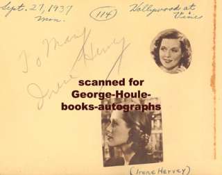 NEIL HAMILTON~IRENE HERVEY~AUTOGRAPHS~1937  