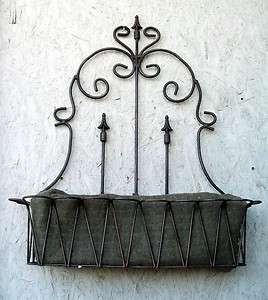 37 Wrought Iron Spear Fence Window Box   Wall Planter   Metal Flower 