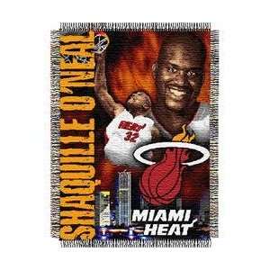 Shaquille ONeal #34 Miami Heat NBA Woven Tapestry Throw Blanket (48 