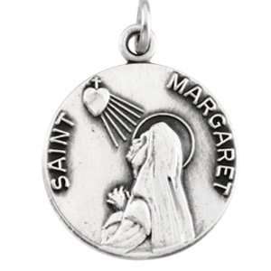  Sterling Silver St. Margaret Medal 18mm & Chain Jewelry