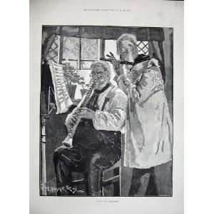  1884 Edward King Fine Art Men Music Instruments Flute 