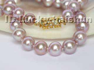 AAAA Genuine round purple freshwater pearl necklace  