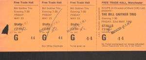 BILL GAITHER TRIO free trade hall manchester 23rd may 1980 ticket uk 