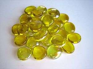 30  YELLOW Clear Glass Artwork Stones Marbles Craft Work  