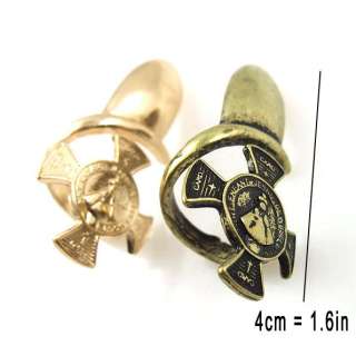 Gold/Bronze Cross Medal Fingernail Fingertip Nail Armour Ring 