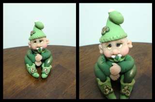 Handpainted OOAK Baby Leprechaun Doll Gourd ~  