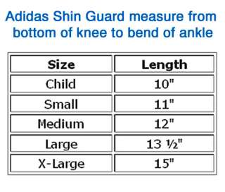   guard measure from bottom of knee to bend of ankle size chart top of
