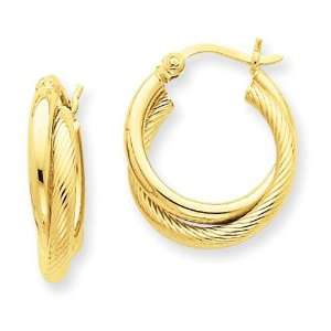  Twisted Double Hoop Earrings in 14k Yellow Gold Jewelry