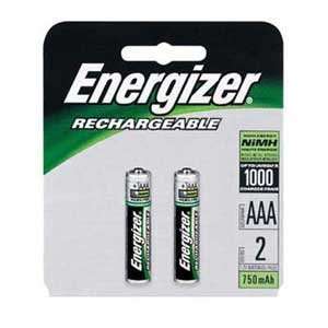  ENERGIZER Batteries, Cell, AAA, 2pk Rechargeable, NIMH 2 