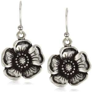  Lucky Brand Ethnic Silver Tone Flower Drop Earrings 