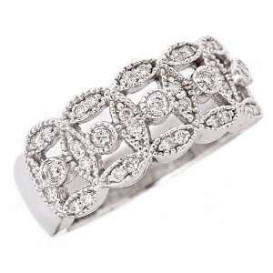  Band Ring in Pave,Bezel Setting 14K White Gold 5 (SI Clarity, F Color