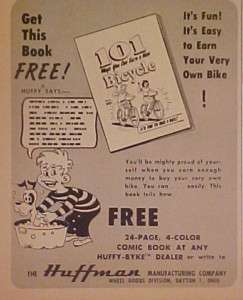 1952 HUFFY AMERICAN BICYCLE TOY 101 Ways Bike 4~Color Comic Book 