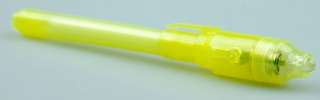 Yellow Magic Invisible Ink Pen w/ UV Black Light LED  