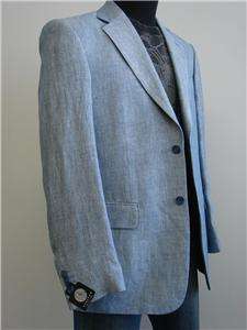 New Mens Linen Sports Jacket Blazer Coat Blue SZ 36R  