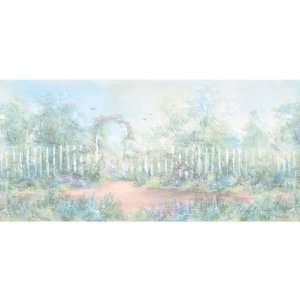   Scenic Floral Fence Border Wallpaper 253B59150