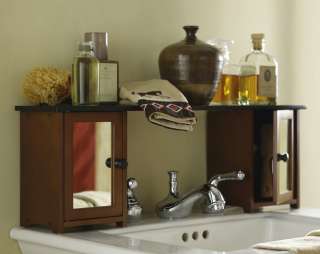   Tone Wooden Mirrored Over The Sink Bathroom Storage Shelf Cabinet Rack