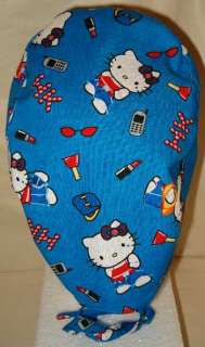 SURGICAL MEDICAL SCRUBS HAT MADE W HELLO KITTY FABRIC  