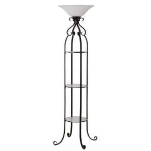  68 3/4 Bronze Etagere Torchiere Furniture Lamp with Frosted Glass 