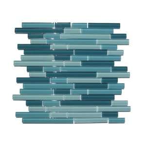    Aqua Horizontal Sleek Mosaic Glass Tile / 22 sq ft
