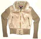 New SAY WHAT Fuax Suede bcbg Womens Sweater Jacket JUNIORS LARGE $44 