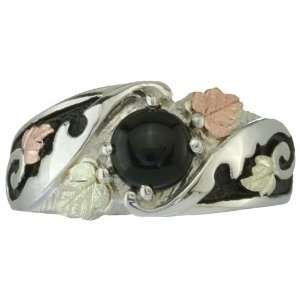   Gold by Coleman Ladies Antiqued Sterling Silver Onyx Ring Jewelry
