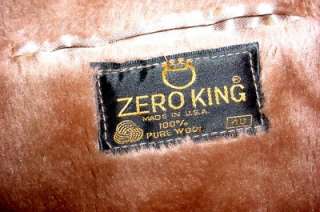 VTG ZERO KING 100% PURE WOOL HERRINGBONE TWEED TOP / OVER / PEA COAT 