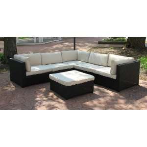  Black Resin Wicker Outdoor Furniture Sectional Sofa Set 
