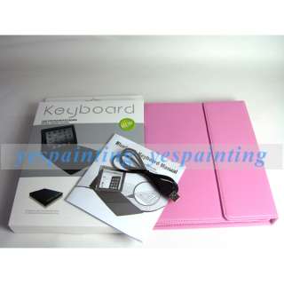 Pink Wireless Bluetooth Keyboard Leather Case Cover + USB Cable For 