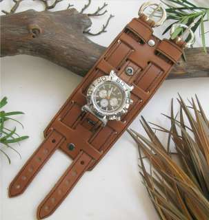 The Winchester 3 wide Aged Brown Leather Watch Band  