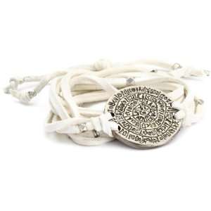  Ettika White Leather Wrap Bracelet Silver Colored Phaistos 
