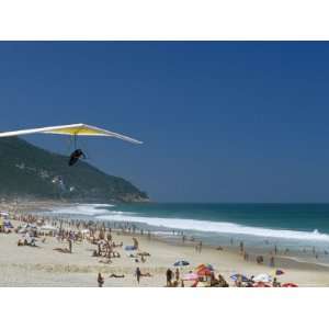 Hang Glider Landing on Pepino Beach, Rio De Janeiro, Brazil, South 