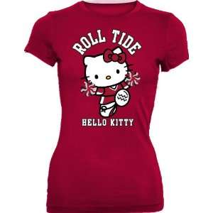   Crimson Tide Hello Kitty Pom Junior Crew Tee Shirt