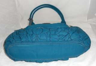 Fossil Key Per Quilted Flower Blue Shopper Bag Purse NWT  