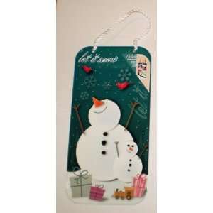    Let It Snow Snowman Holiday Tin Door Hanger 