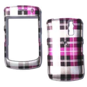  HOT PINK 3D PLAID snap on cover faceplate for Blackberry 
