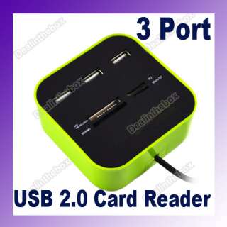Micro USB 2.0 Hub Combo Memory Card Reader M2 SD MMC MS + 3 Ports 