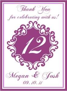 30 Personalized Wedding Table Number Crest Wine Labels  