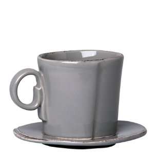  Vietri Lastra Gray Espresso Cup & Saucer (Set of 4)