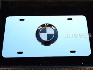 Black Cardon Fiber BMW Logo EMBLEM Chrome License Plate  