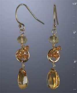 Nancy Cohen honey citrine and gold drop earrings   