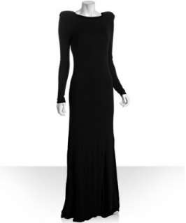 by Allen Schwartz black jersey long sleeve cutout back gown 