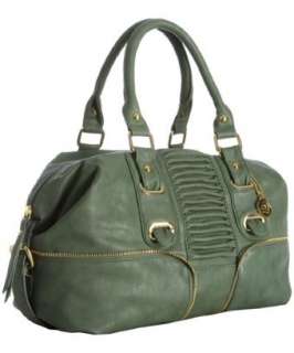 Big Buddha green faux leather Tuxedo ruched satchel   up to 