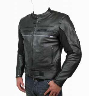 Mens Superior Black Leather Motorcycle Biker Jacket  