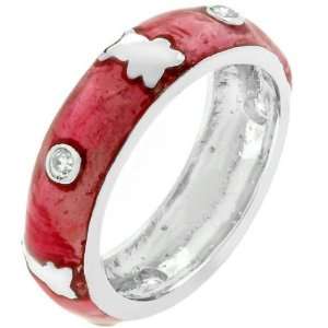  Pink Ice Teddy Bear Enamel Ring Ring Size  8 Jewelry