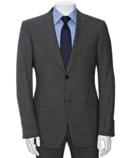 Gucci grey micro dash stripe wool 2 button suit with flat front pants