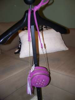 Name Brand Round Purple w/ Silver & Gold Color Studs Zippered Handbag 